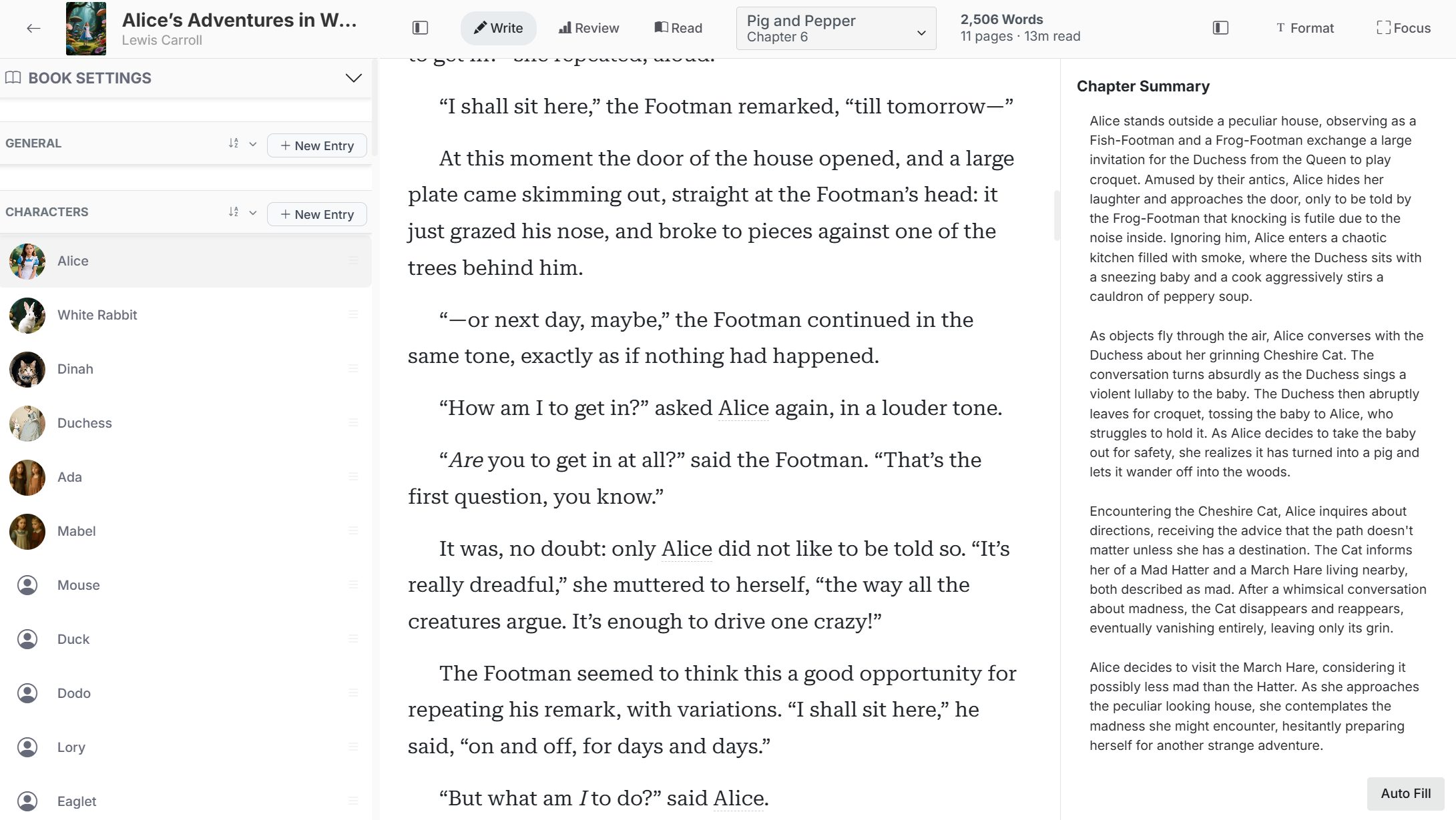 AlbumArtZone Writer editor with a chapter and story codex open